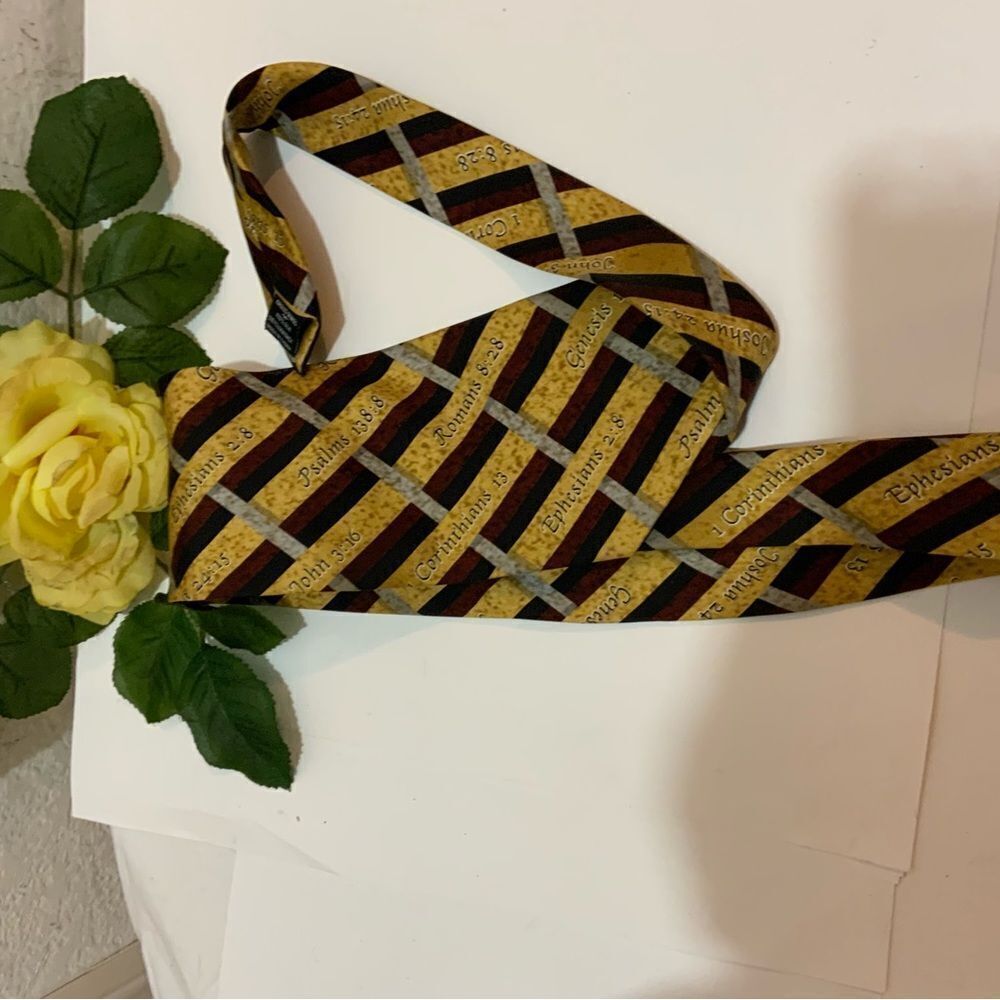 Vintage Eagles Wings Biblical verses  multi-color 100% silk tie